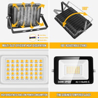 SKYWORLD 2 db 30W LED kültéri reflektor 3000 lm 3000 K melegfehér IP66 vízálló udvar garázs folyosó kert 3