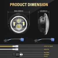 SKYWORLD 2 db 7 colos kerek LED fényszóró pár szerelőkonzollal 50 W 5000 lm 4 üzemmód 3000K és 6000K DRL menetfény Wrangler JK TJ LJ CJ tere 2