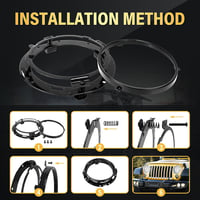 SKYWORLD 2 db 7 colos kerek LED fényszóró pár szerelőkonzollal 50 W 5000 lm 4 üzemmód 3000K és 6000K DRL menetfény Wrangler JK TJ LJ CJ tere 8