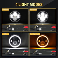 SKYWORLD 2 db 7 colos kerek LED fényszóró pár szerelőkonzollal 50 W 5000 lm 4 üzemmód 3000K és 6000K DRL menetfény Wrangler JK TJ LJ CJ tere 6