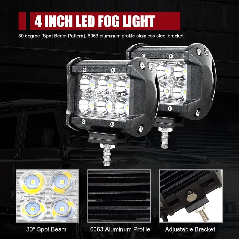 SKYWORLD 50cm 288W LED munkalámpa 12V/24V offroad fényhíd + 2x10cm 18W szpotlámpa
