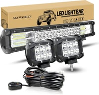 SKYWORLD 50cm 288W LED munkalámpa 12V/24V offroad fényhíd + 2x10cm 18W szpotlámpa 1