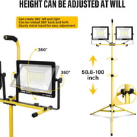 SKYWORLD LED Építkezési Reflektor Állvánnyal - 2x100W, 10000lm, IP66 Vízálló, 360° Forgatható, Teleszkópos Háromlábú, Kültéri-Beltéri  3