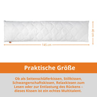 sleepling Vankúš na spanie na boku 40x145 cm, biely, dlhý vankúš na telo s obliečkou, 100 % mäkké mikrovlákno, tehotenský vankúš, dojčiaci vankúš, Oeko-TEX 5