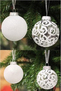 Sleetly 32 db Fehér Karácsonyfadísz Szett - Törhetetlen Műanyag Gömbök, Jégcsapok és Hópelyhek, 60-80 mm Csillogó Dekorációk Fenyőfára 3