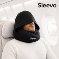 Cestovný vankúš Sleevo Pro s kapucňou a výplňou z pamäťovej peny – veľkosť M, čierny – ergonomický vankúš na cestovanie lietadlom, vlakom a autom, s funkciou zatemnenia 6