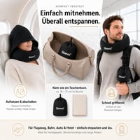 Cestovný vankúš Sleevo Pro s kapucňou a výplňou z pamäťovej peny – veľkosť M, čierny – ergonomický vankúš na cestovanie lietadlom, vlakom a autom, s funkciou zatemnenia 5
