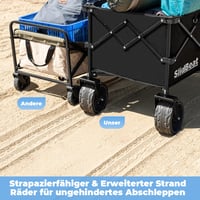 Cărucior pliabil SLIDBEAT XXL 220-330 L, cu capacitate de încărcare de 200 kg, frână, roți pivotante la 360°, suport pentru băuturi, ideal pentru camping, grădină și plajă 5