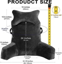 SLIGUY Extra Large olvasópárna 31 hüvelyk, ágytámla fekete 4