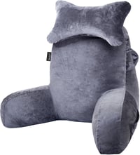 SLIGUY Olvasópárna ágyhoz, kanapéhoz, hátpárnával, zsebbel, sötétszürke 1