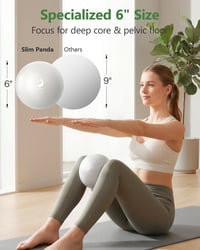 Minge Pilates Slim Panda 15-17 cm cu pompă, mini minge de yoga pentru mușchi profunzi, planșeu pelvin și susținerea zonei cervicale/lombare, cu supapă anti-scurgere 2