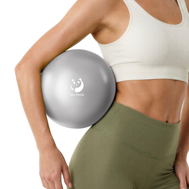 Minge de gimnastică Slim Panda 23-25 cm, minge de Pilates gonflabilă cu pai, minge moale de yoga pentru antrenament acasă, fitness și exerciții de echilibru