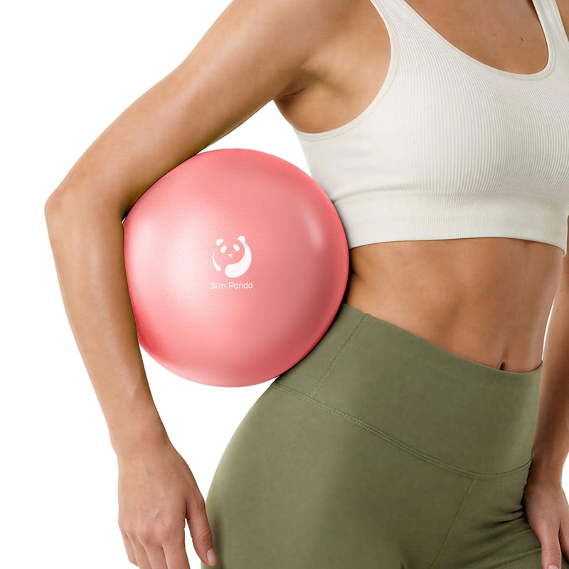 Slim Panda pilates lopta 23 cm, ružová malá gymnastická lopta nafukovacia so slamkou, mäkká fitnes lopta na jogu a rovnováhu na cvičenie doma pre seniorov