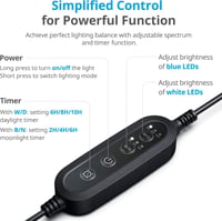 BootyBay SlimLED Akvárium Világítás Időzítővel - Teljes Spektrumú LED Lámpa Vízi Növényekhez és Édesvízi Medencékhez - 90-110 cm, 25W, Feket 3