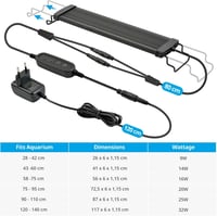 SlimLED Akvárium Világítás Időzítővel, 75-95 cm, 20W - Teljes Spektrumú Lámpa Vízi Növényekhez és Édesvízi Medencékhez, Fekete 5