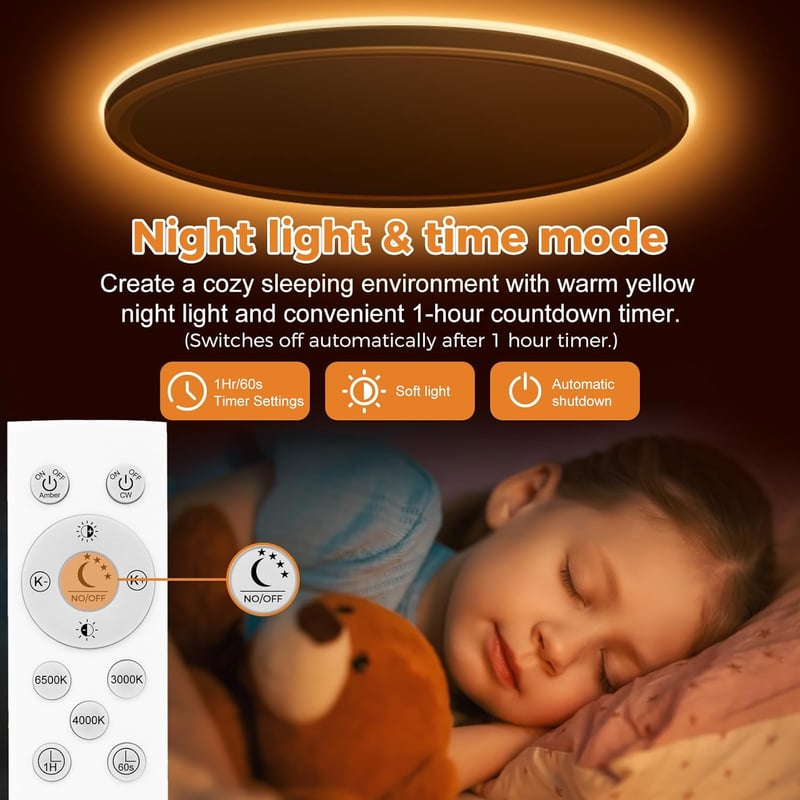 slochi Dimmelhető LED Mennyezeti Lámpa 36W 4200LM Távirányítóval, 1800K-6500K Színhőmérséklet, 40cm Kerek Fehér Modern Nappali