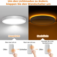 slochi LED Mennyezeti Lámpa 15W 1500LM, Állítható Színhőmérséklet 1800K-6500K, Ultra Vékony Kerek Fehér Mennyezeti Világítás Hálószoba Nappa 4