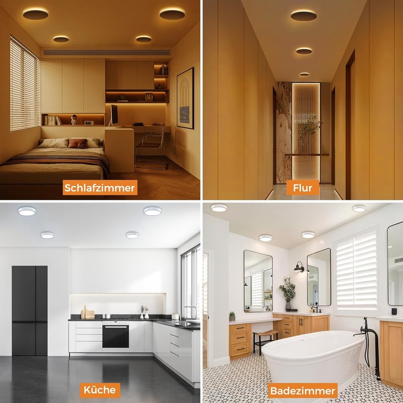 slochi LED Mennyezeti Lámpa 15W 1500LM, Állítható Színhőmérséklet 1800K-6500K, Ultra Vékony Kerek Fehér Mennyezeti Világítás Hálószoba Nappa