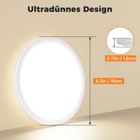 slochi LED Mennyezeti Lámpa 16 cm Kerek Vízálló 3 Színhőmérséklet 12W 1500lm Fürdőszoba - 1 piece, White 9