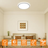 slochi LED Mennyezeti Lámpa 16 cm Kerek Vízálló 3 Színhőmérséklet 12W 1500lm Fürdőszoba - 1 piece, White 3