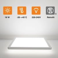 slochi LED Mennyezeti Lámpa 2 db 18W Ultra Vékony Négyzet Alakú 6500K Hideg Fehér Vízálló Fürdőszoba Konyha Hálószoba 7