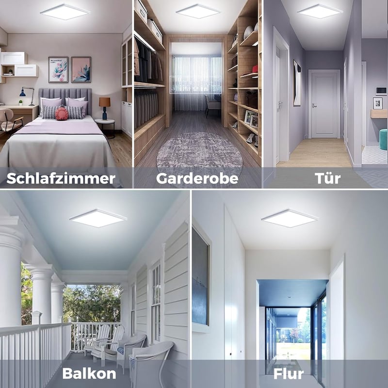 slochi LED Mennyezeti Lámpa 2 db 18W Ultra Vékony Négyzet Alakú 6500K Hideg Fehér Vízálló Fürdőszoba Konyha Hálószoba
