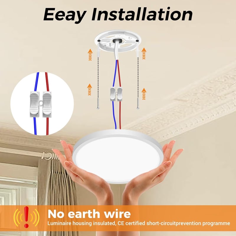 slochi LED Mennyezeti Lámpa Kerek 18cm Fürdőszoba Konyha Hálószoba Flat 3 Színhőmérséklet IP44 Vízálló 1500lm - 1 Stücke 18cm, White