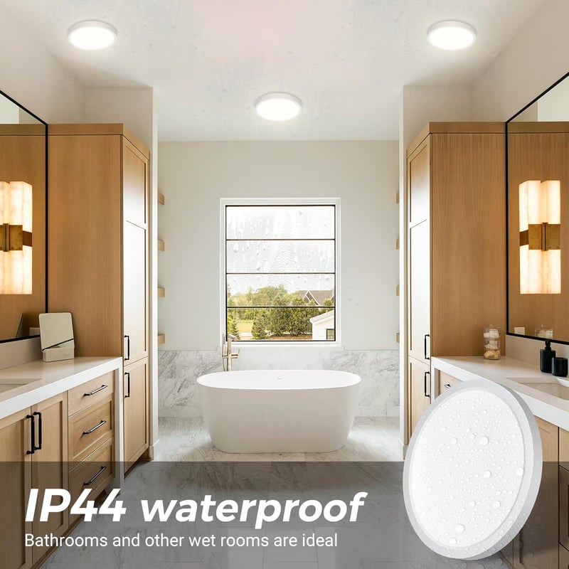 slochi LED Mennyezeti Lámpa Kerek 18cm Fürdőszoba Konyha Hálószoba Flat 3 Színhőmérséklet IP44 Vízálló 1500lm - 1 Stücke 18cm, White
