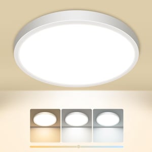 Plochý LED stropný panel slochi, IP44, 3 farby svetla, 1500 lm – Ø18 cm
