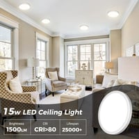 slochi LED Mennyezeti Lámpa Kerek 18cm Fürdőszoba Konyha Hálószoba Flat 3 Színhőmérséklet IP44 Vízálló 1500lm - 1 Stücke 18cm, White 7