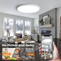 slochi LED stropna svjetiljka, tanka, promjer 30 cm, 3 temperature boje, 24W, 2800LM, bijela stropna svjetiljka za dnevni boravak i spavaću sobu 5