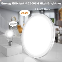 slochi LED stropna svjetiljka, tanka, promjer 30 cm, 3 temperature boje, 24W, 2800LM, bijela stropna svjetiljka za dnevni boravak i spavaću sobu 3