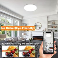 Plafonieră LED slochi, rotundă și plată, diametru 50 cm, 3 temperaturi de culoare, 46W, 4600LM, iluminat alb pentru sufragerie și dormitor 4