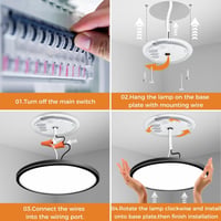 Plafonieră LED slochi, rotundă și plată, diametru 50 cm, 3 temperaturi de culoare, 46W, 4600LM, iluminat alb pentru sufragerie și dormitor 7