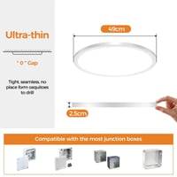 Plafonieră LED slochi, rotundă și plată, diametru 50 cm, 3 temperaturi de culoare, 46W, 4600LM, iluminat alb pentru sufragerie și dormitor 6