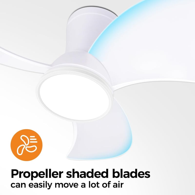 slochi Mennyezeti Ventilátor LED Világítással - 77 cm, Ultra Csendes 30 dB, Távirányítós, 3 Színhőmérséklet, 6 Sebesség, Időzítő, Energiatak