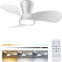 slochi Mennyezeti Ventilátor LED Világítással - 77 cm, Ultra Csendes 30 dB, Távirányítós, 3 Színhőmérséklet, 6 Sebesség, Időzítő, Energiatak 1