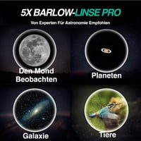 Slokey Barlow Pro 5x Nagyító Lencse Teleszkóphoz - 1,25" Átmérőjű Csillagászati Kiegészítő Bolygók és Égitestek Részletes Megfigyeléséhez 6