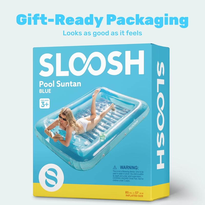 Sloosh 1,78x1,16m felfújható napozó medence párnával, felnőtt légmatrac vízhez