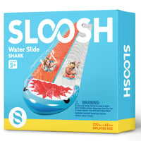 Sloosh 685,8 cm záhradná vodná šmykľavka s 2 nafukovacími surfovacími doskami, dvojitá vodná šmykľavka na trávnik s pokročilými rozprašovačmi, žralok, pre deti aj dospelých 9