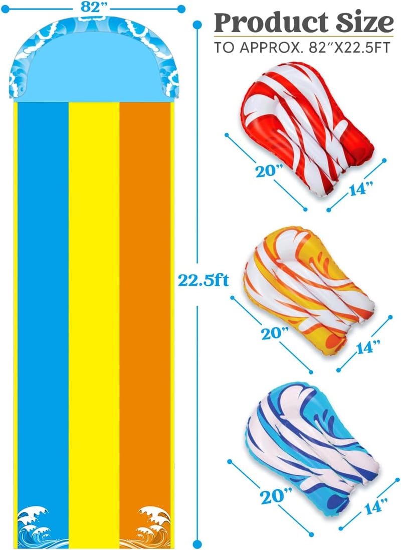 Sloosh 685 cm-es hullám vízcsúszda 3 testdeszkával és permetezővel - Multicoloured