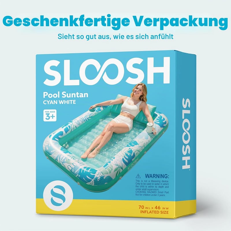 SLOOSH Felfújható Napozóágy 70x46 vagy 85x57 cm, Légmatrac Felnőtteknek Párnával