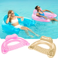 Scaun gonflabil pentru piscină Sloosh pentru adulți, set de 2 bucăți cu suport pentru pahar, design cu frunze, albastru și șampanie, divertisment estival la apă 2