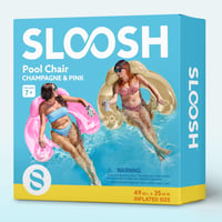 Scaun gonflabil pentru piscină Sloosh pentru adulți, set de 2 bucăți cu suport pentru pahar, design cu frunze, albastru și șampanie, divertisment estival la apă 9