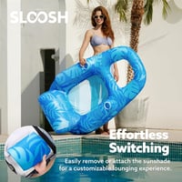 SLOOSH Prémium Felfújható Medence Lounger Felnőtteknek Pohártartóval és Háttámlával 5