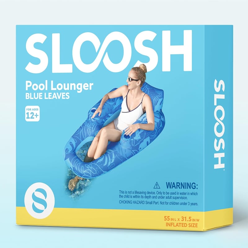 SLOOSH Prémium Felfújható Medence Lounger Felnőtteknek Pohártartóval és Háttámlával