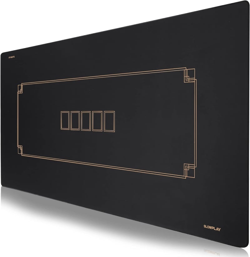 SLOWPLAY Godel Texas Holdem Poker Szőnyeg 180x90 cm Fekete Champagne Színű Prémium Hordozható Asztalborító Vízálló