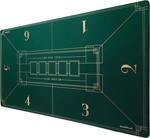 SLOWPLAY Nash Texas Holdem póker terítő 120 x 70 cm hordozható pókerasztal huzat Art Deco mintával zöld
