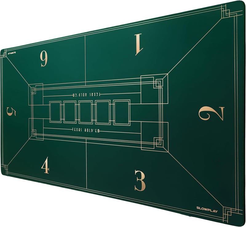 SLOWPLAY Nash Texas Holdem póker terítő 120 x 70 cm hordozható pókerasztal huzat Art Deco mintával zöld