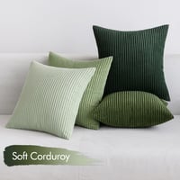 Set 4 Huse de Pernă Slozzi din Catifea Cord 50x50 cm, Seria Verde - Set Huse Decorative pentru Perne 4